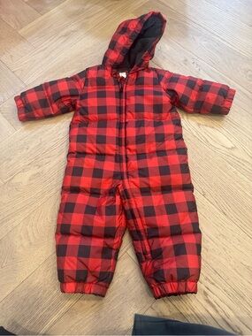 GAP Baby Red and Black Plaid Puffer Jacket